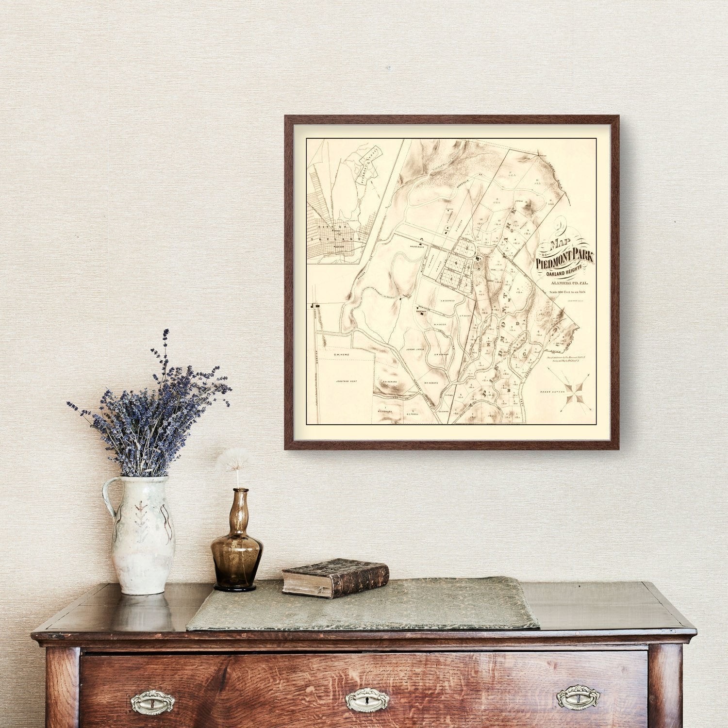Vintage Map of Piedmont Park, California 1877