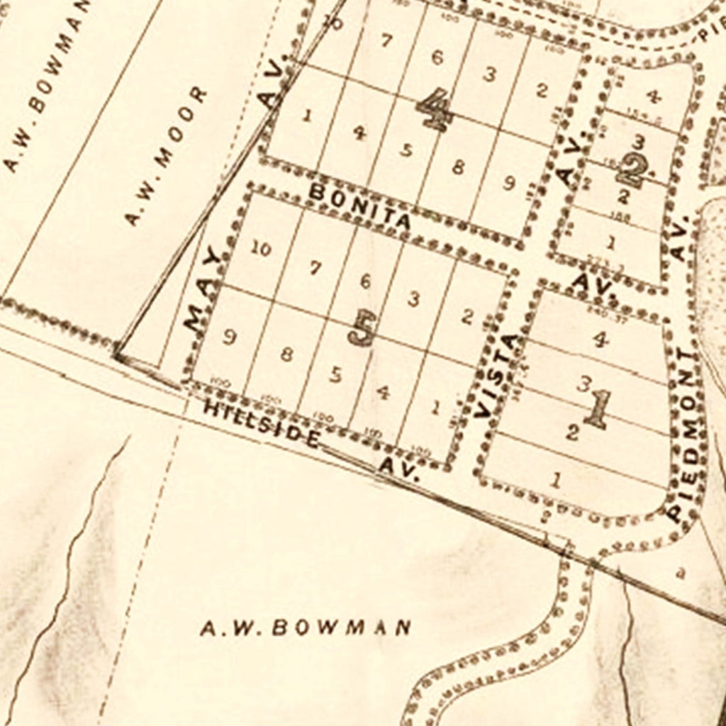 Vintage Map of Piedmont Park, California 1877