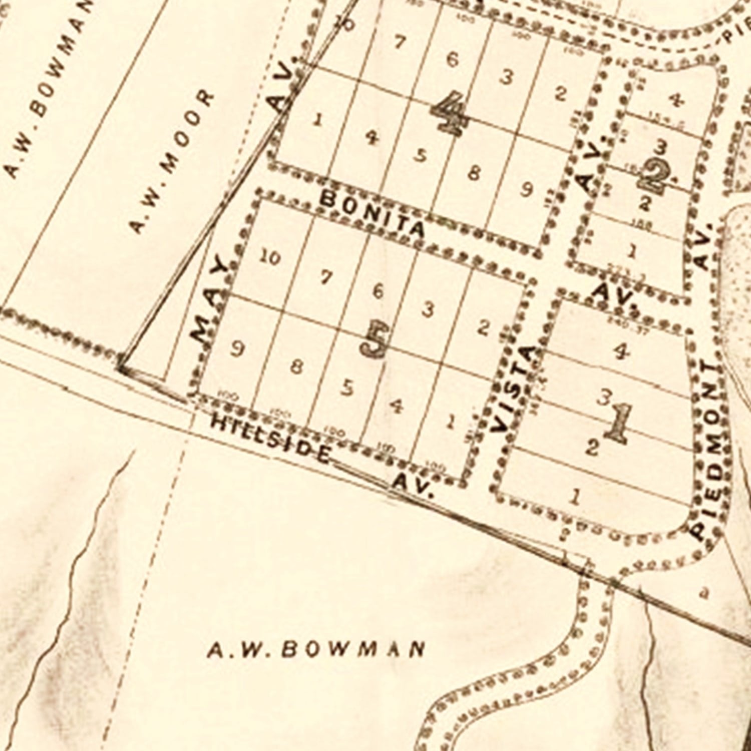 Vintage Map of Piedmont Park, California 1877