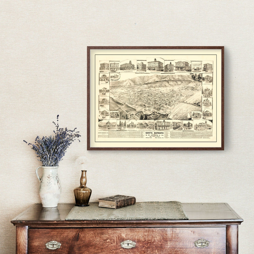 Vintage Map of Santa Barbara, California 1877