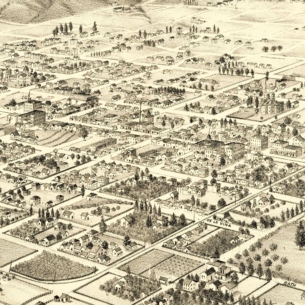 Vintage Map of Santa Barbara, California 1877