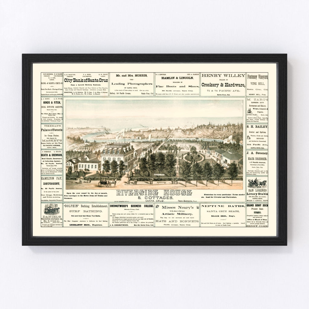 Vintage Map of Santa Cruz, California 1878