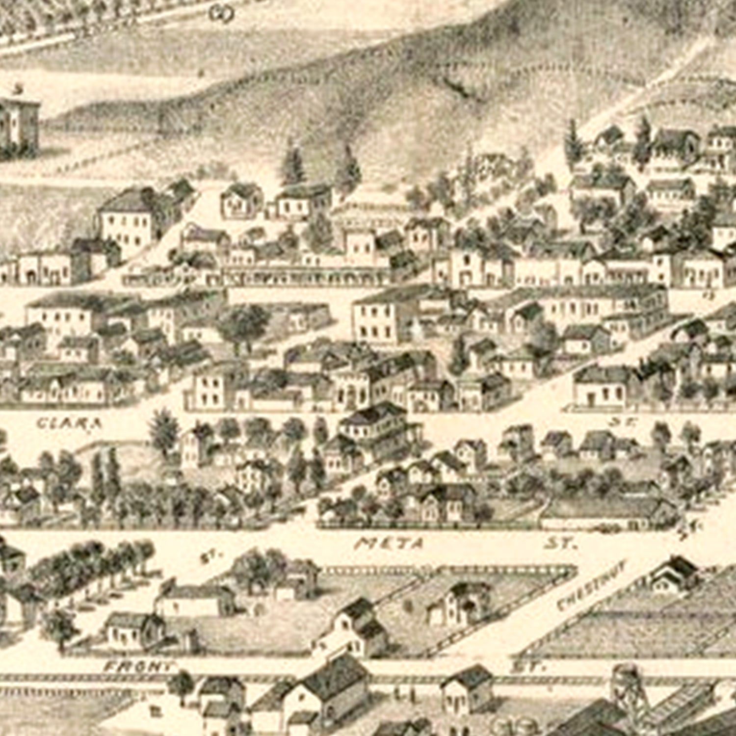 Vintage Map of San Buena Ventura, California 1884
