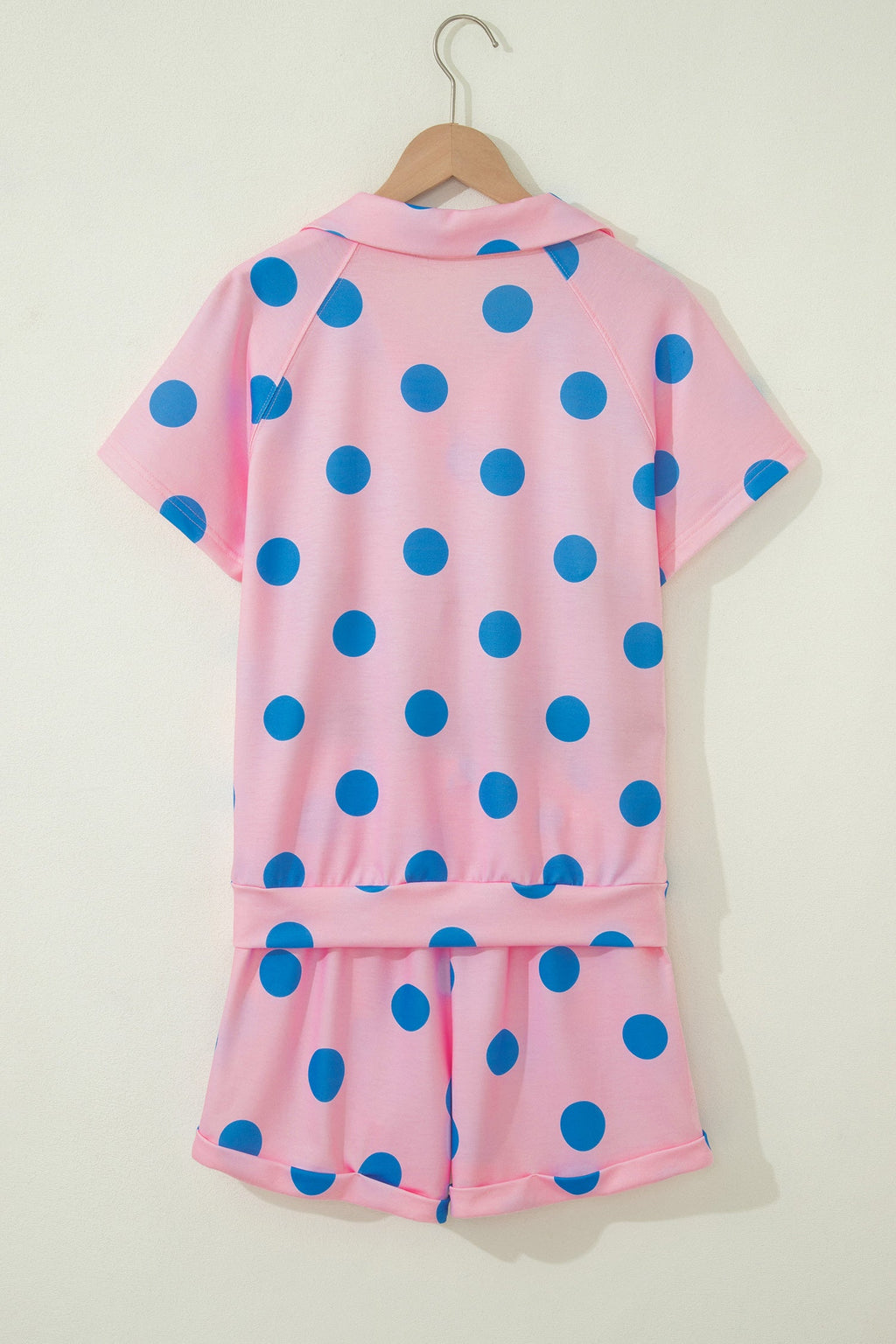 Polka Dot V-Neck Tee & Drawstring Shorts Set