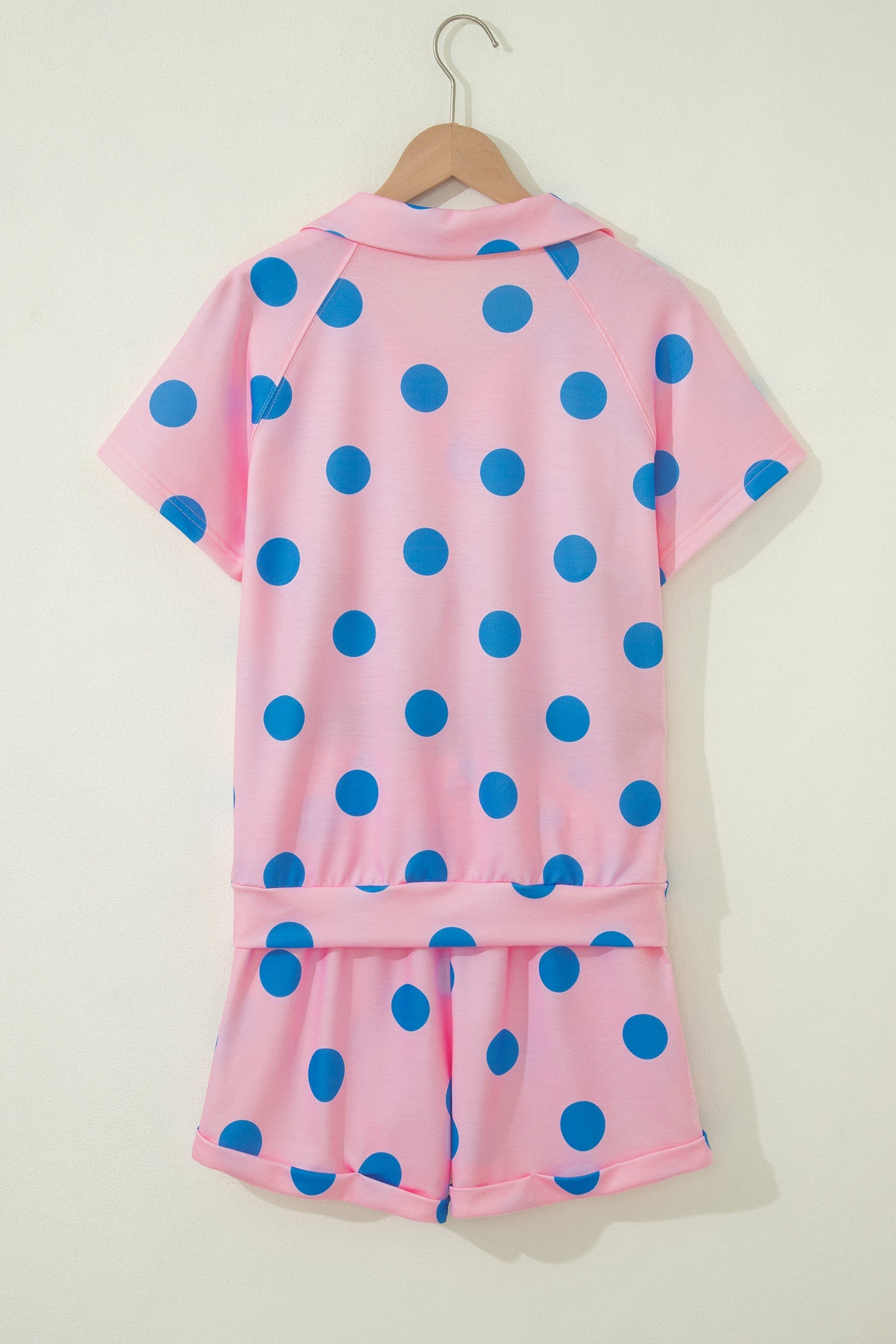 Polka Dot V-Neck Tee & Drawstring Shorts Set