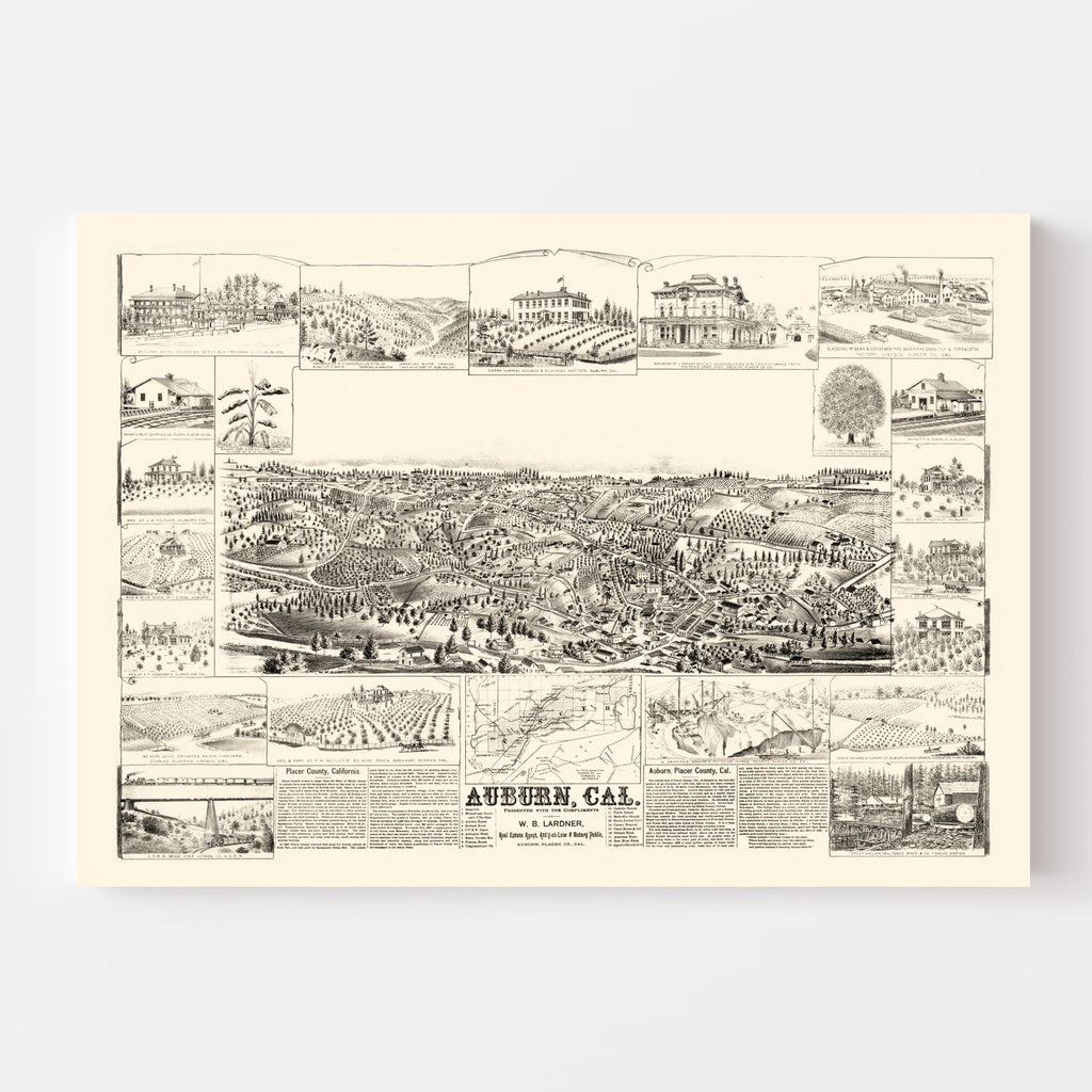 Vintage Map of Auburn, California 1887