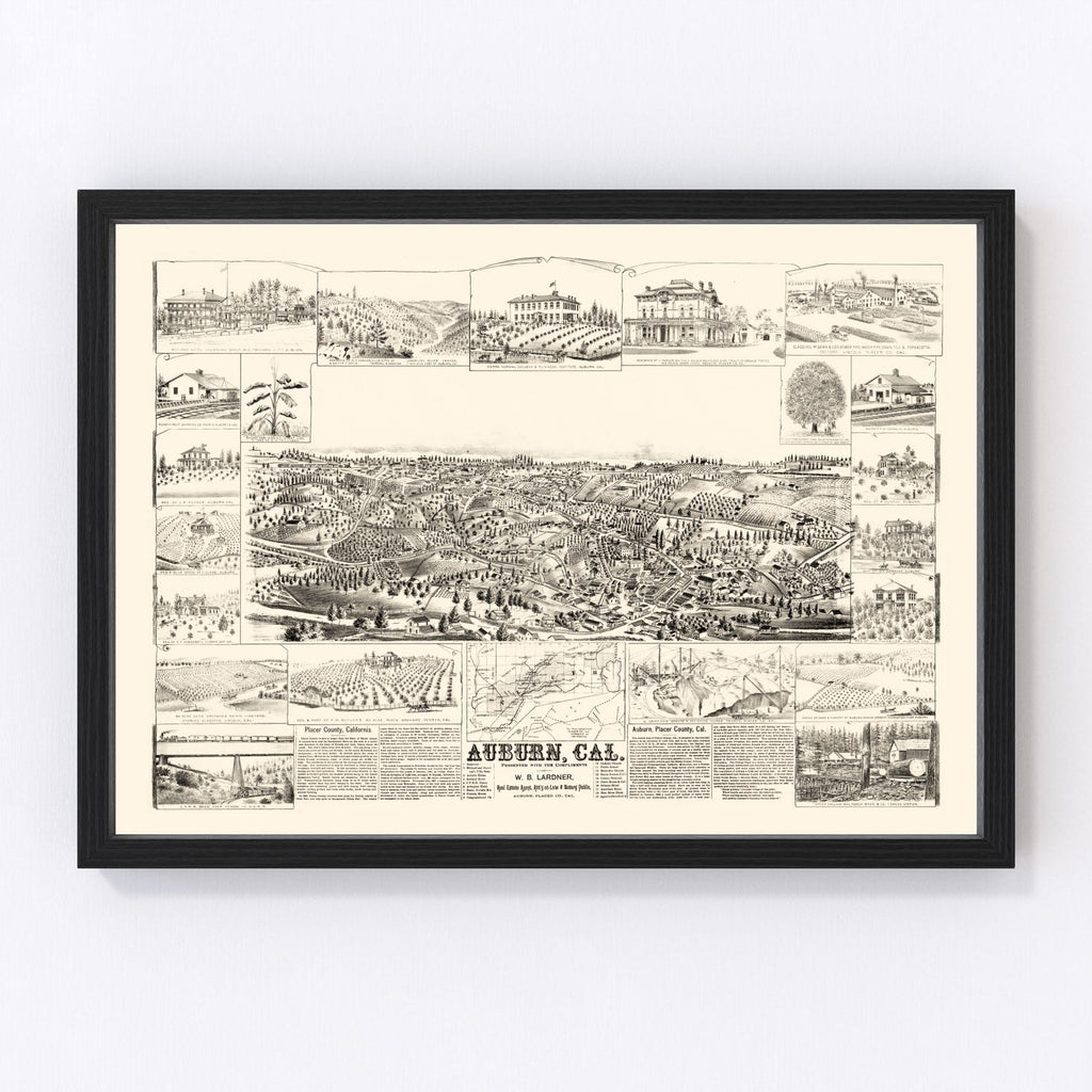 Vintage Map of Auburn, California 1887