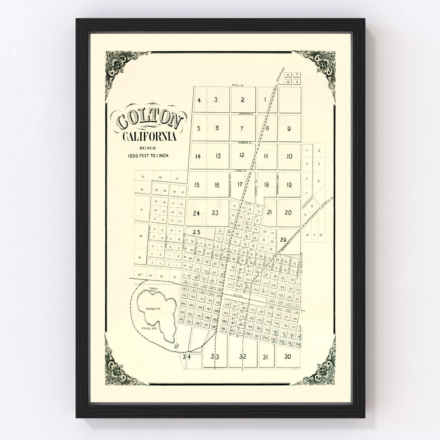 Vintage Map of Colton, California 1887