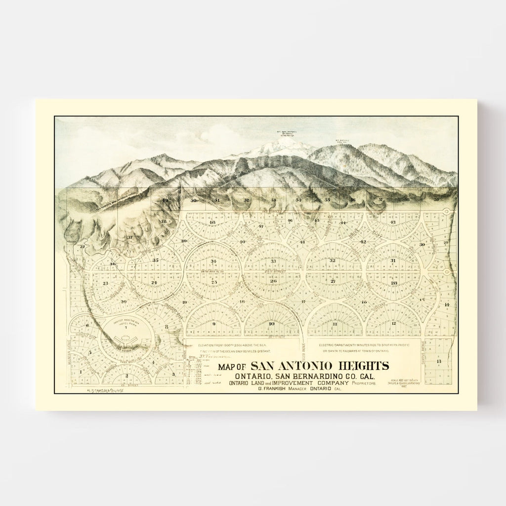 Vintage Map of San Antonio Heights, California 1887