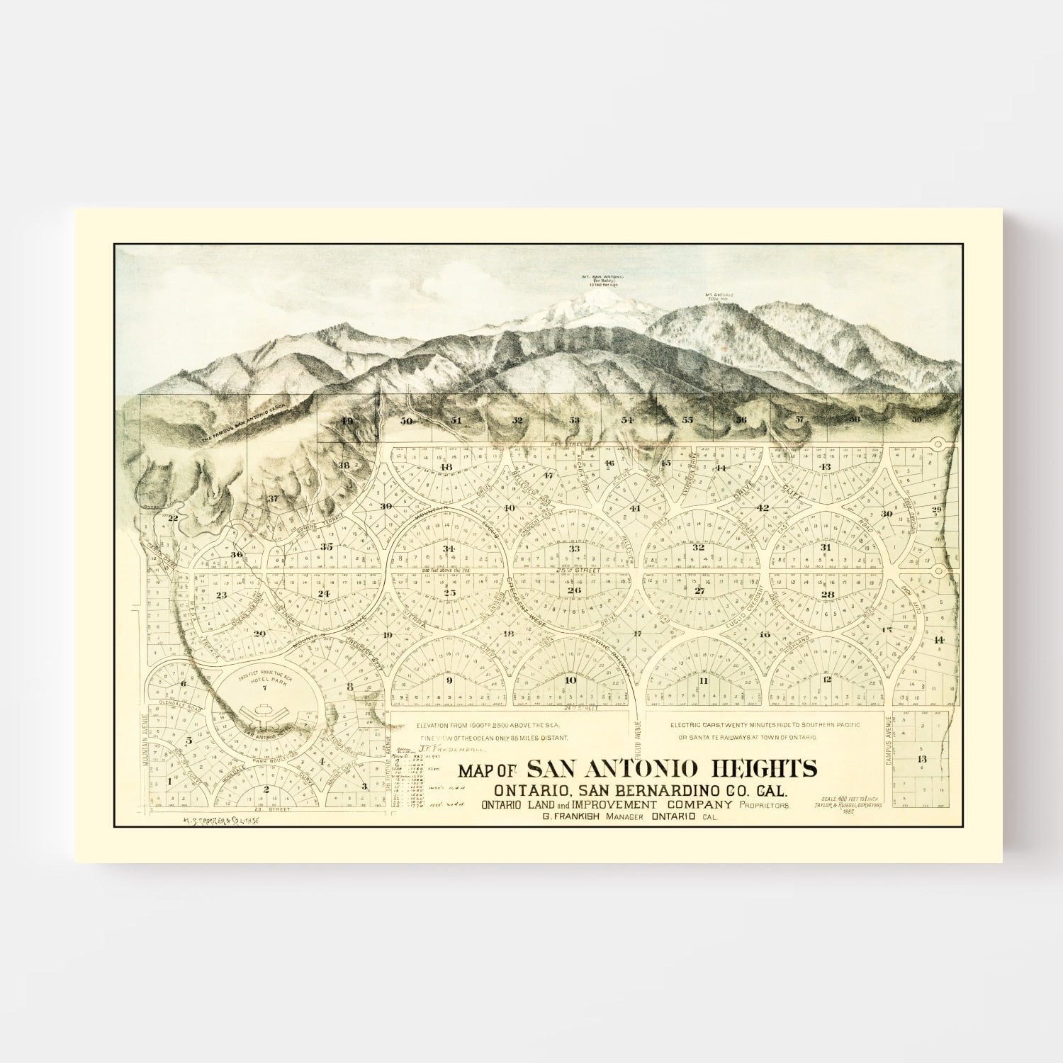 Vintage Map of San Antonio Heights, California 1887