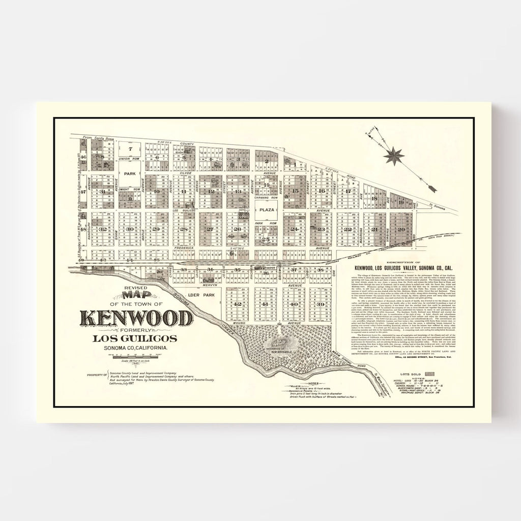 Vintage Map of Kenwood, California 1887