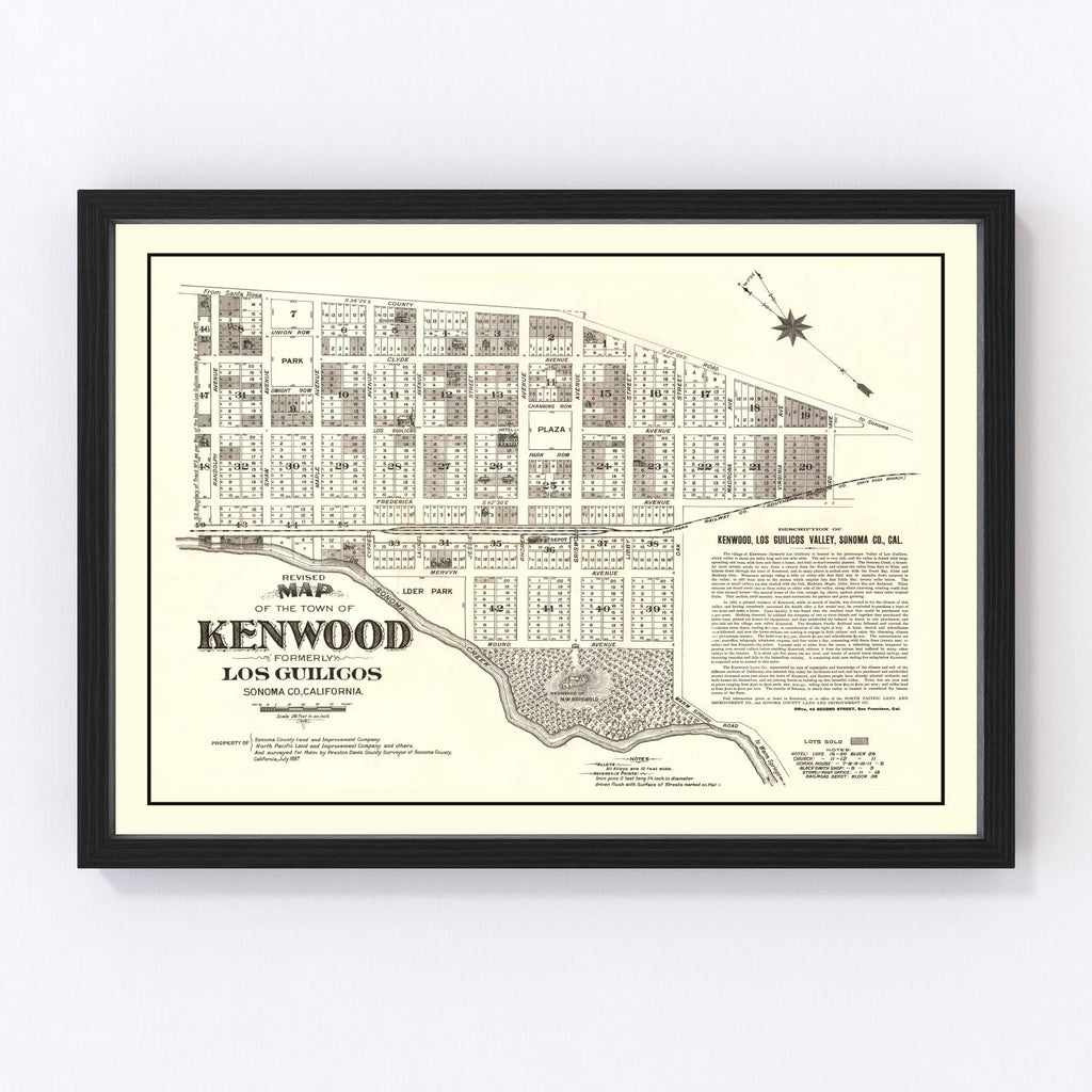 Vintage Map of Kenwood, California 1887