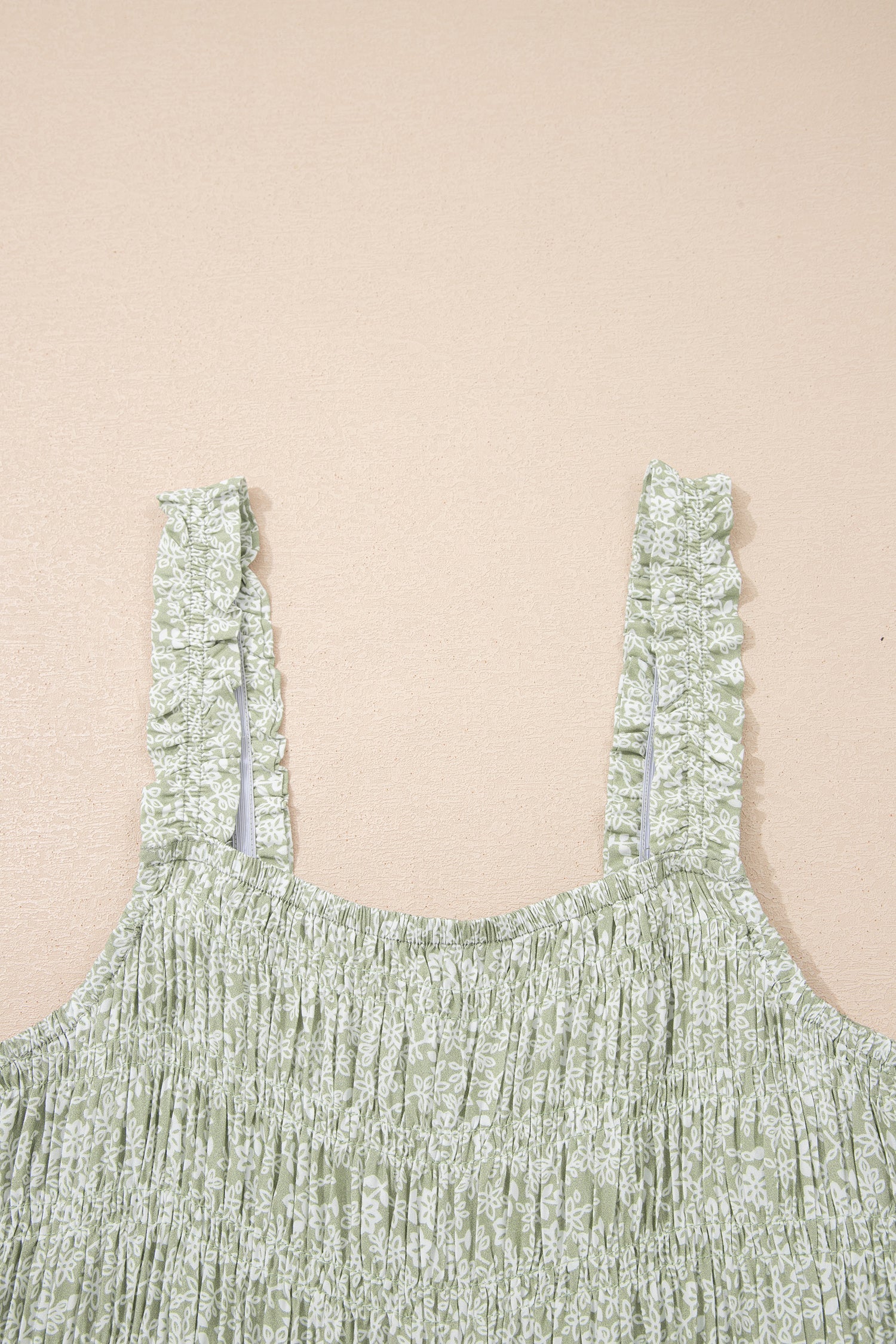 Floral Smocked Square Neck Sleeveless Jumpsuit