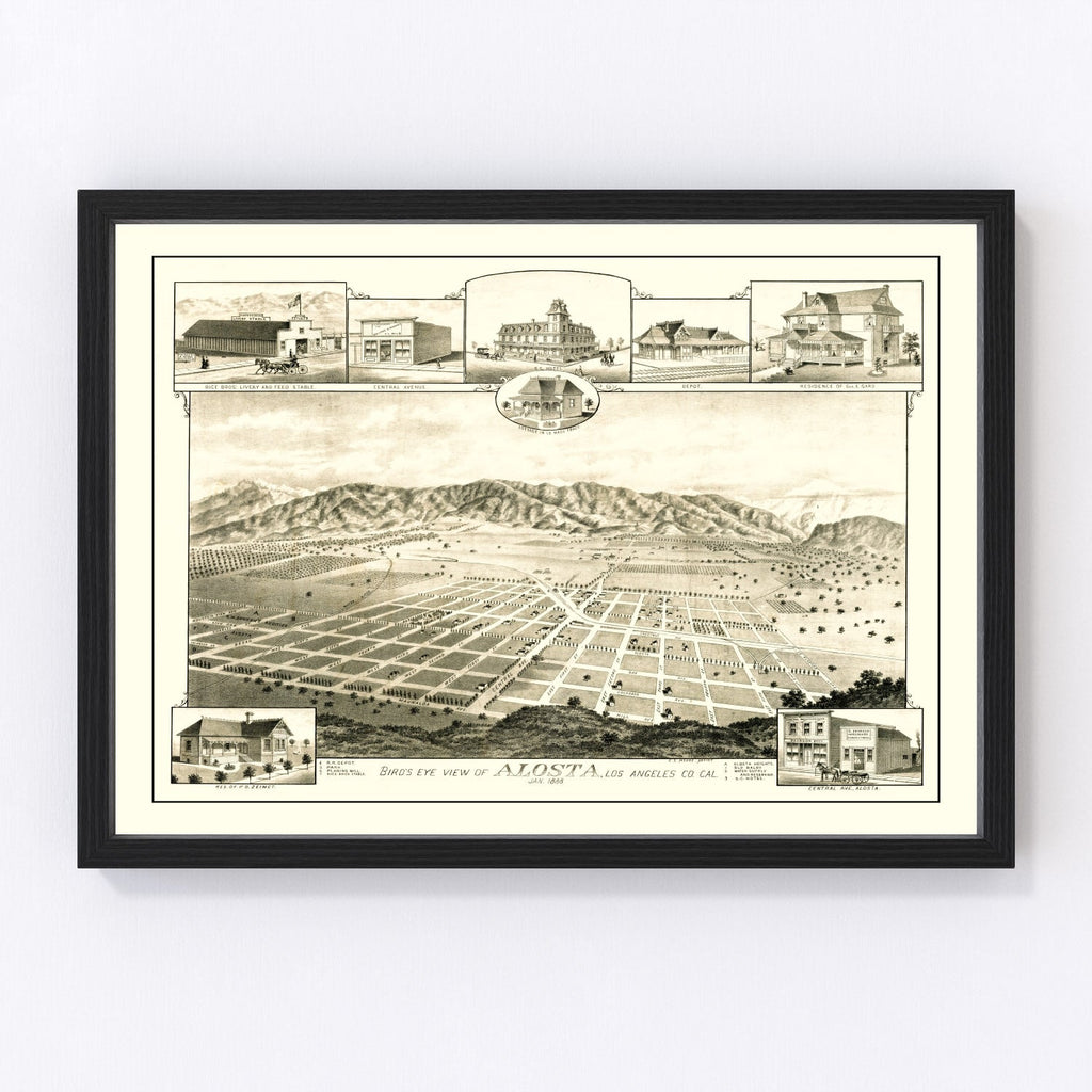 Vintage Map of Alosta, California 1888