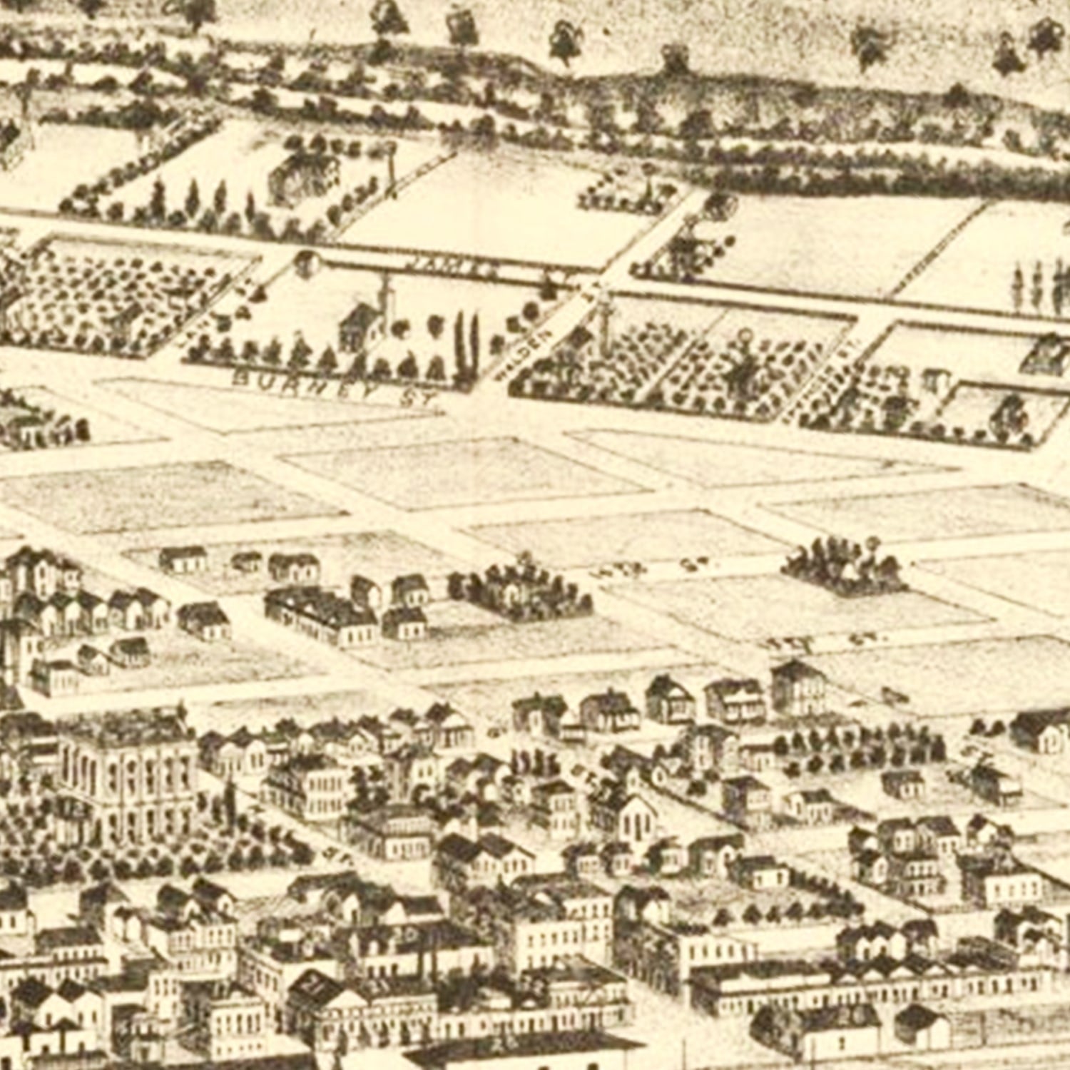 Vintage Map of Modesto, California 1888