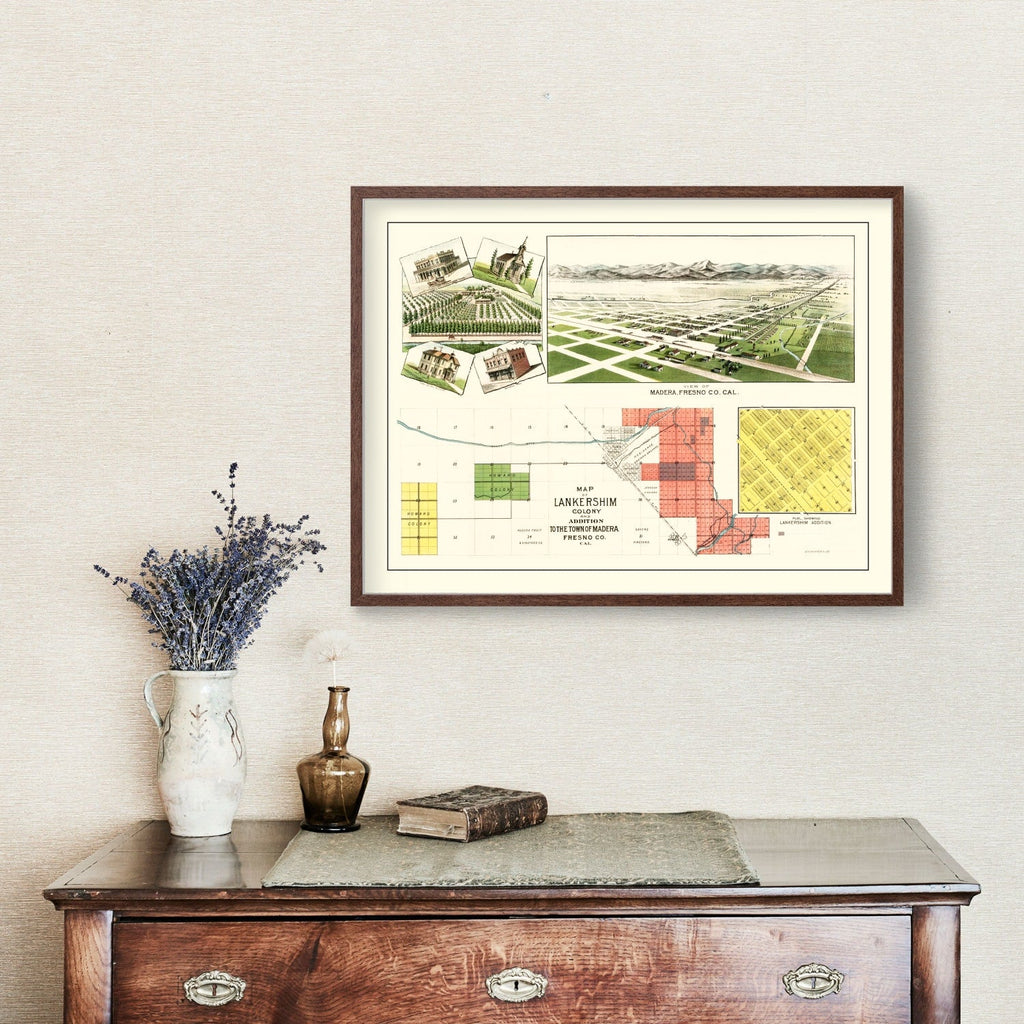 Vintage Map of Madera, California 1889