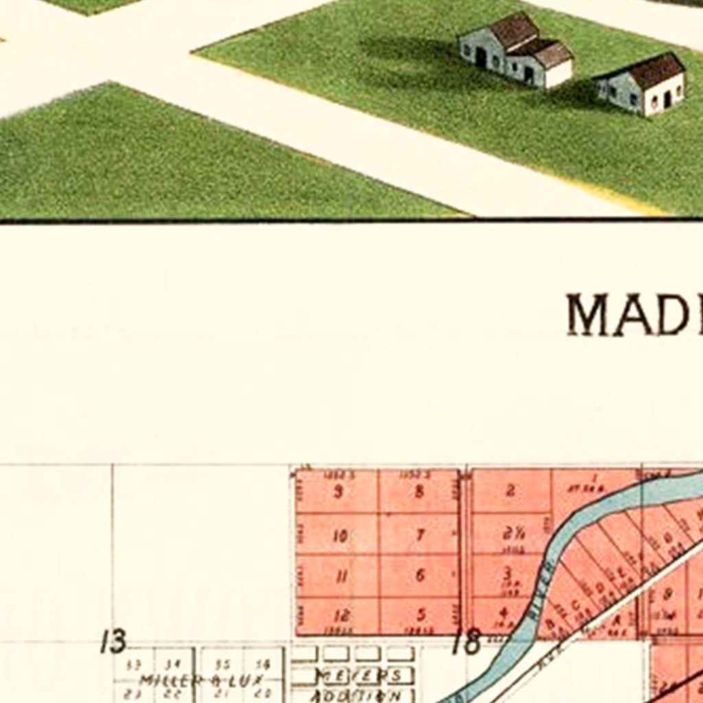 Vintage Map of Madera, California 1889