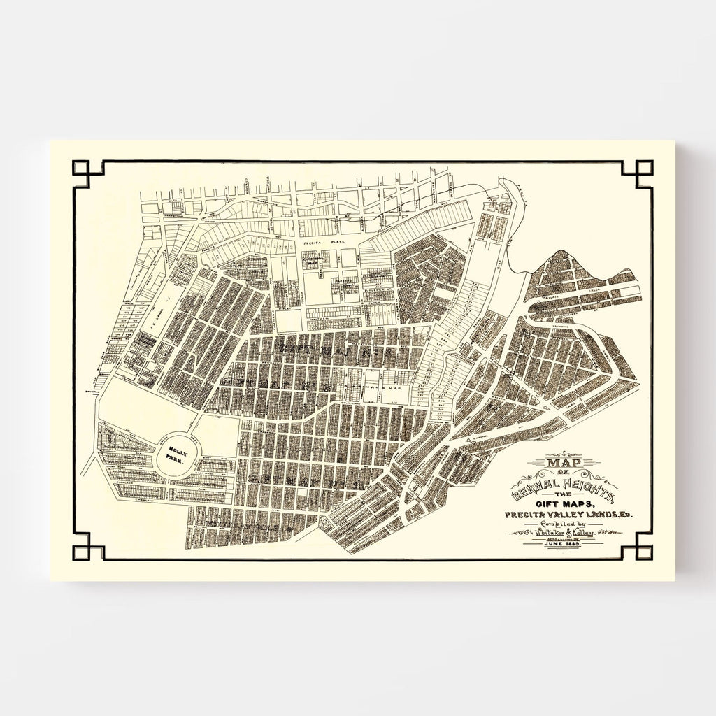 Vintage Map of Bernal Heights, California 1889