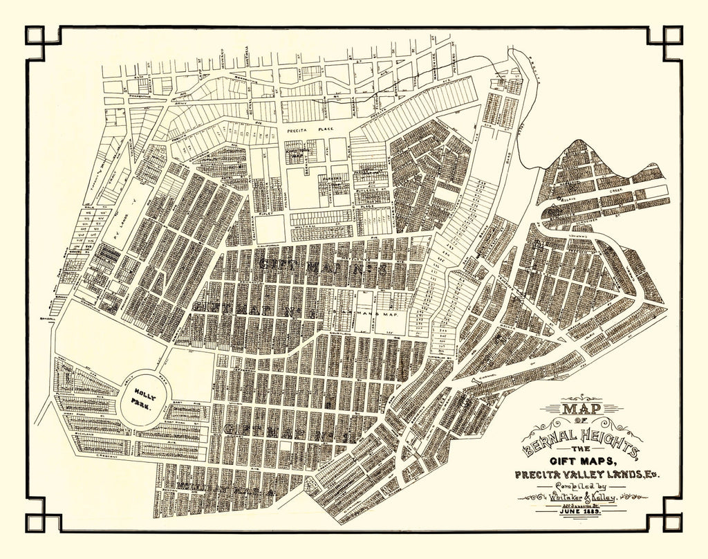 Vintage Map of Bernal Heights, California 1889
