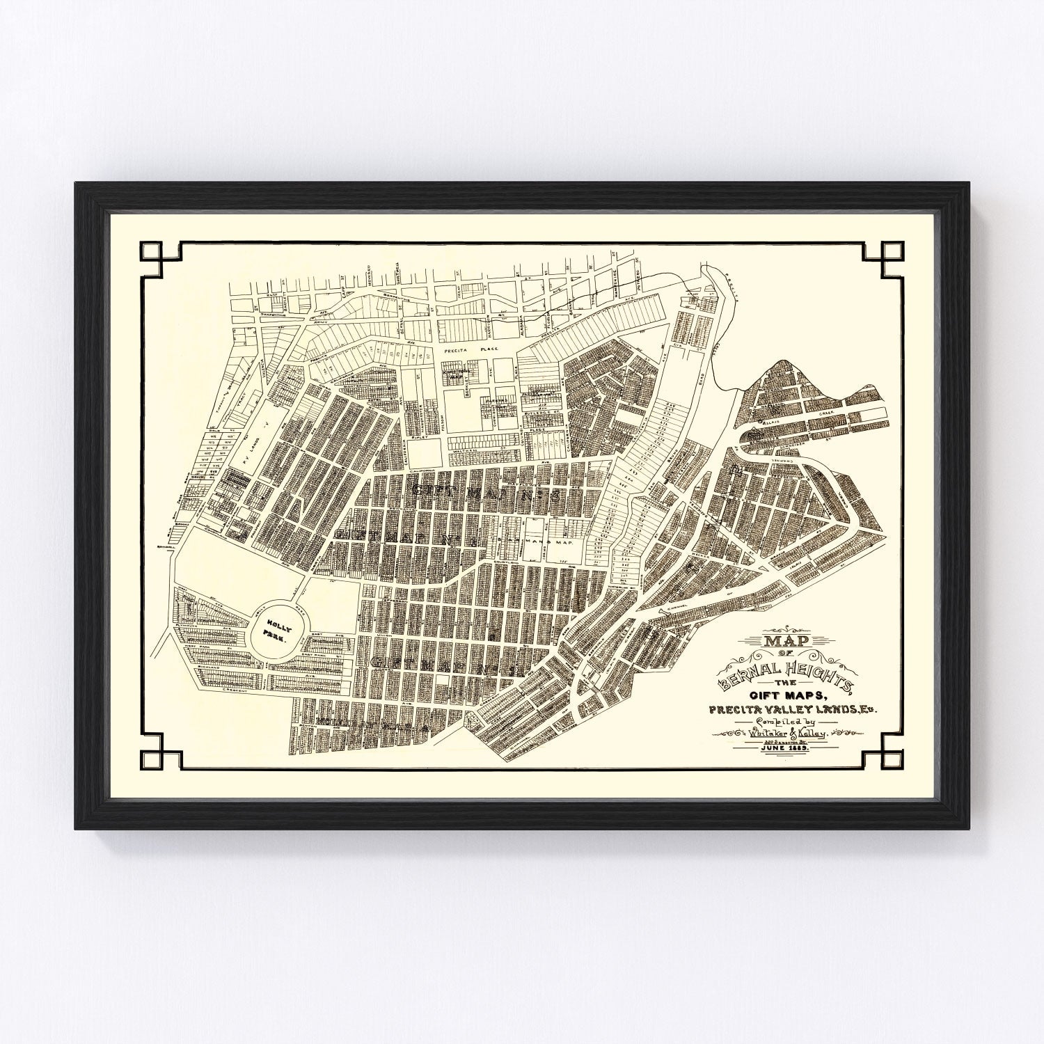 Vintage Map of Bernal Heights, California 1889