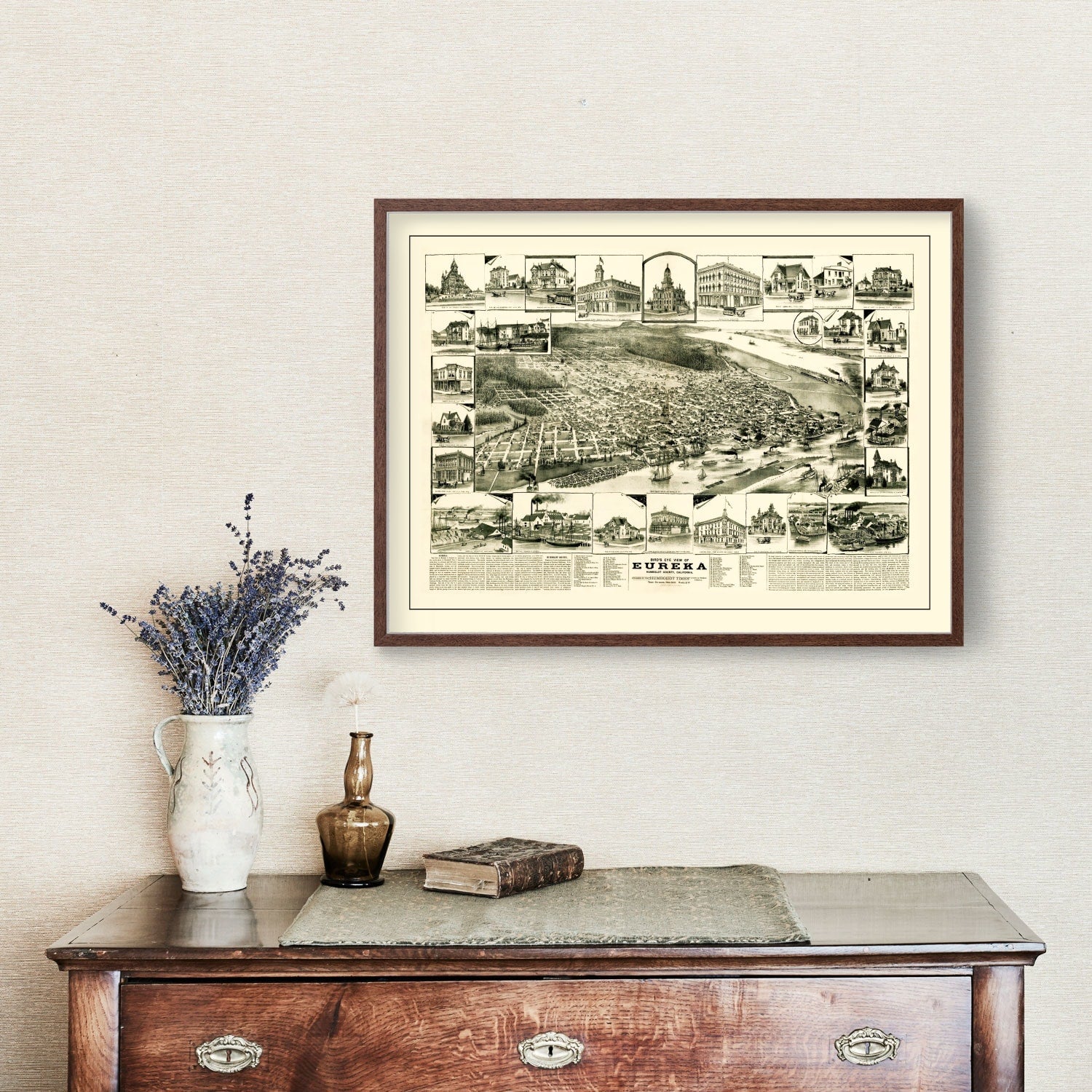 Vintage Map of Eureka, California 1889