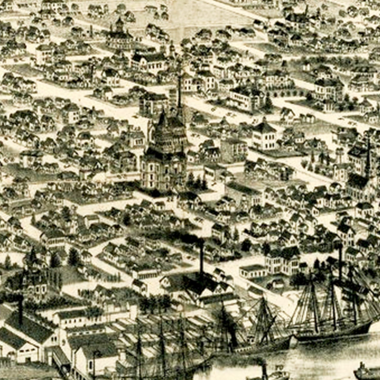 Vintage Map of Eureka, California 1889