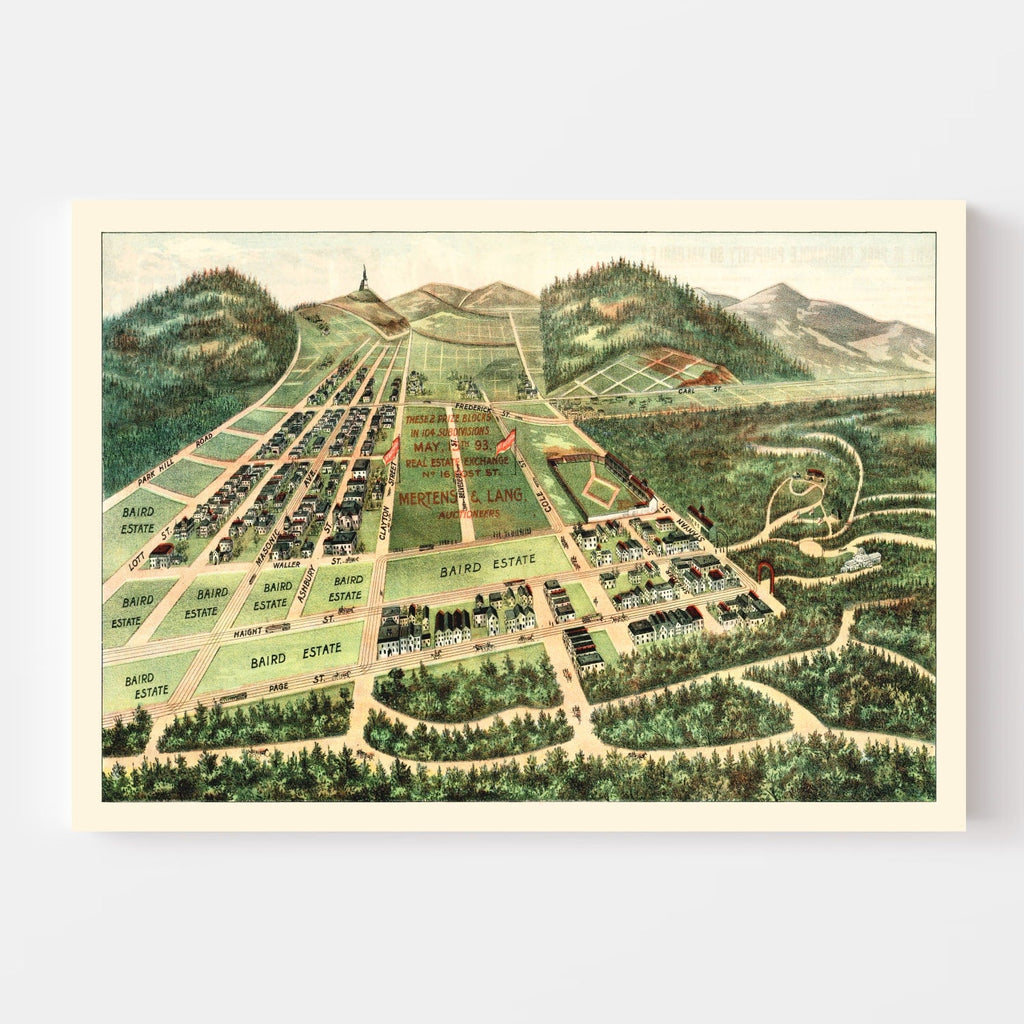 Vintage Map of Haight Ashbury, California 1893