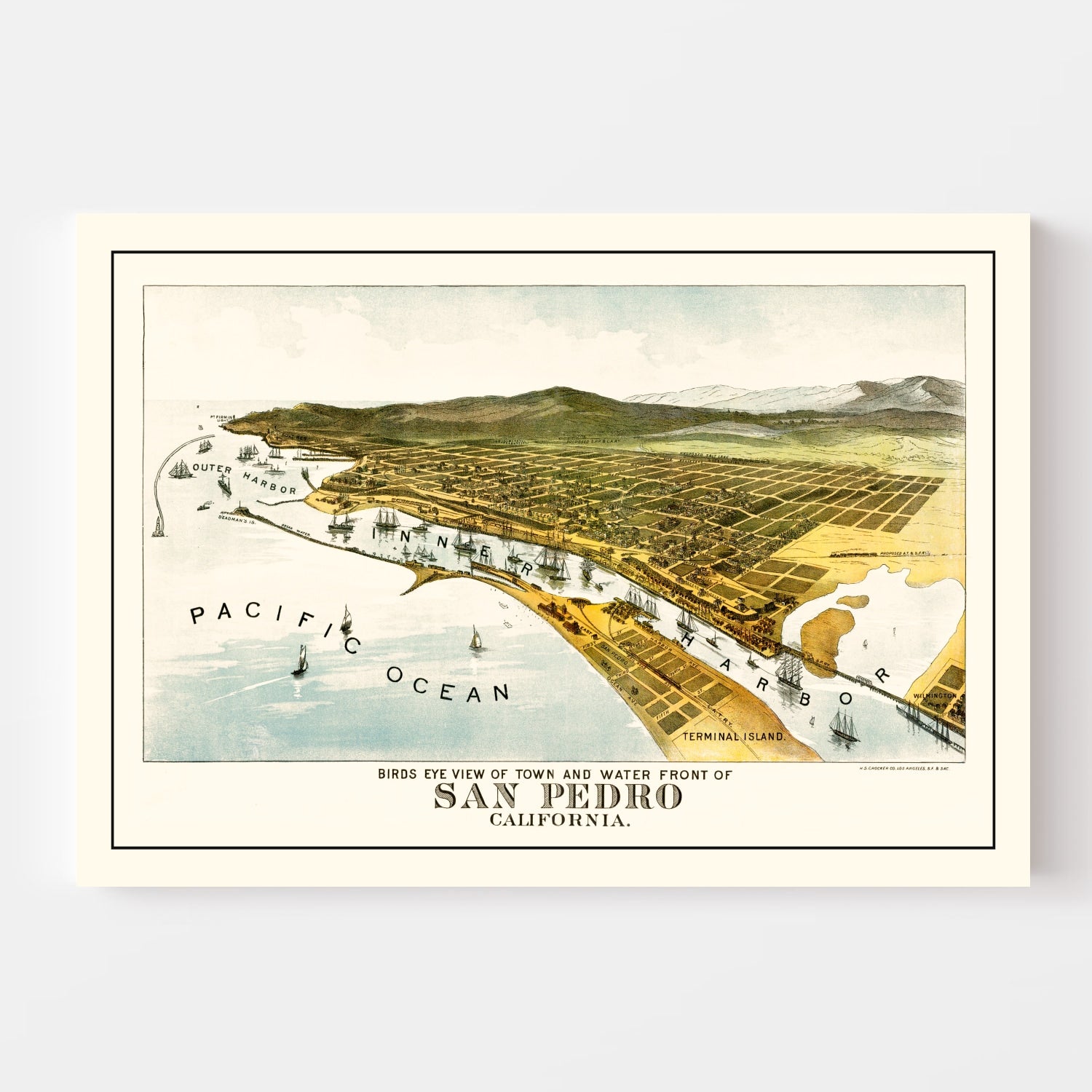 Vintage Map of San Pedro, California 1897