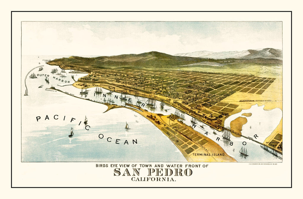 Vintage Map of San Pedro, California 1897