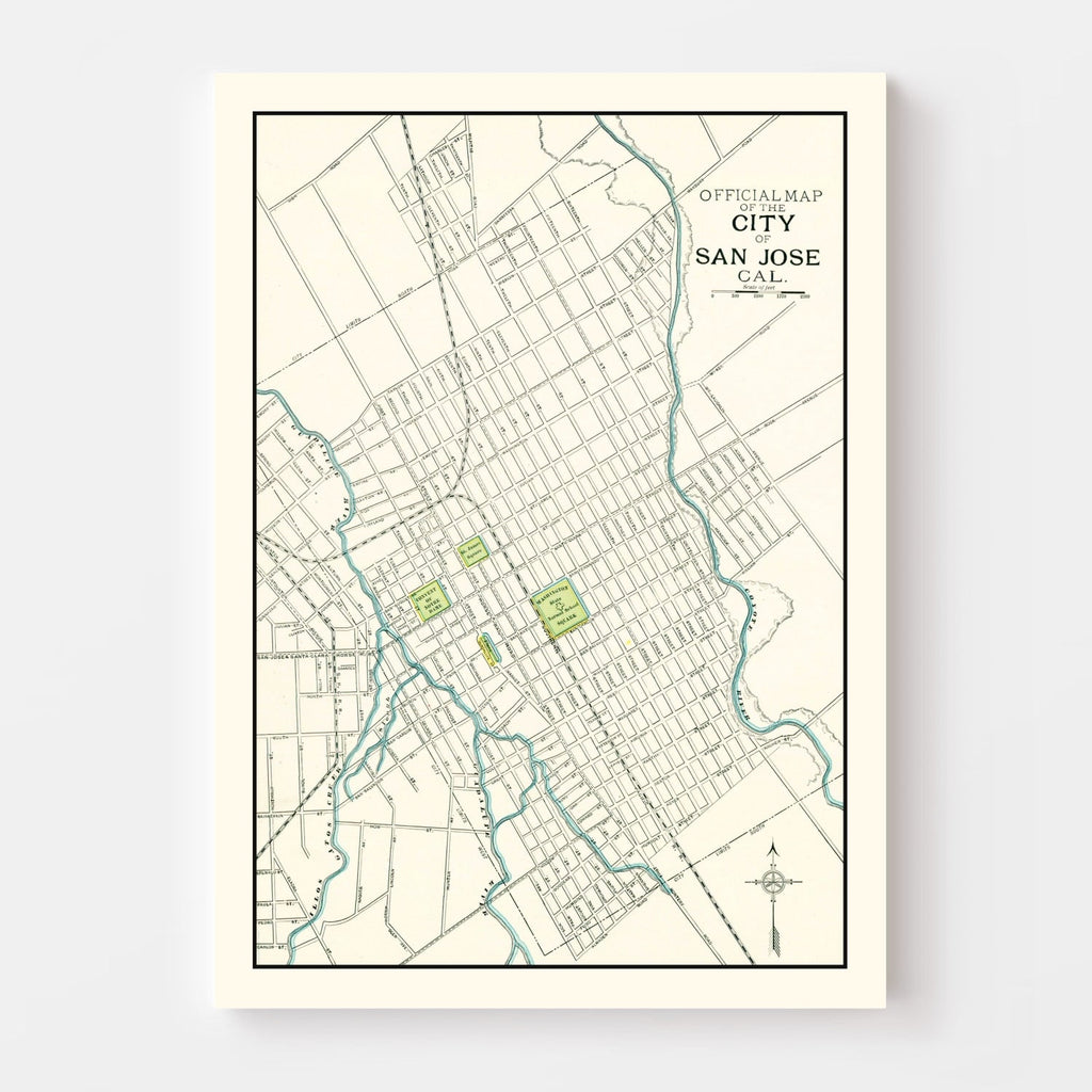 Vintage Map of San Jose, California 1899