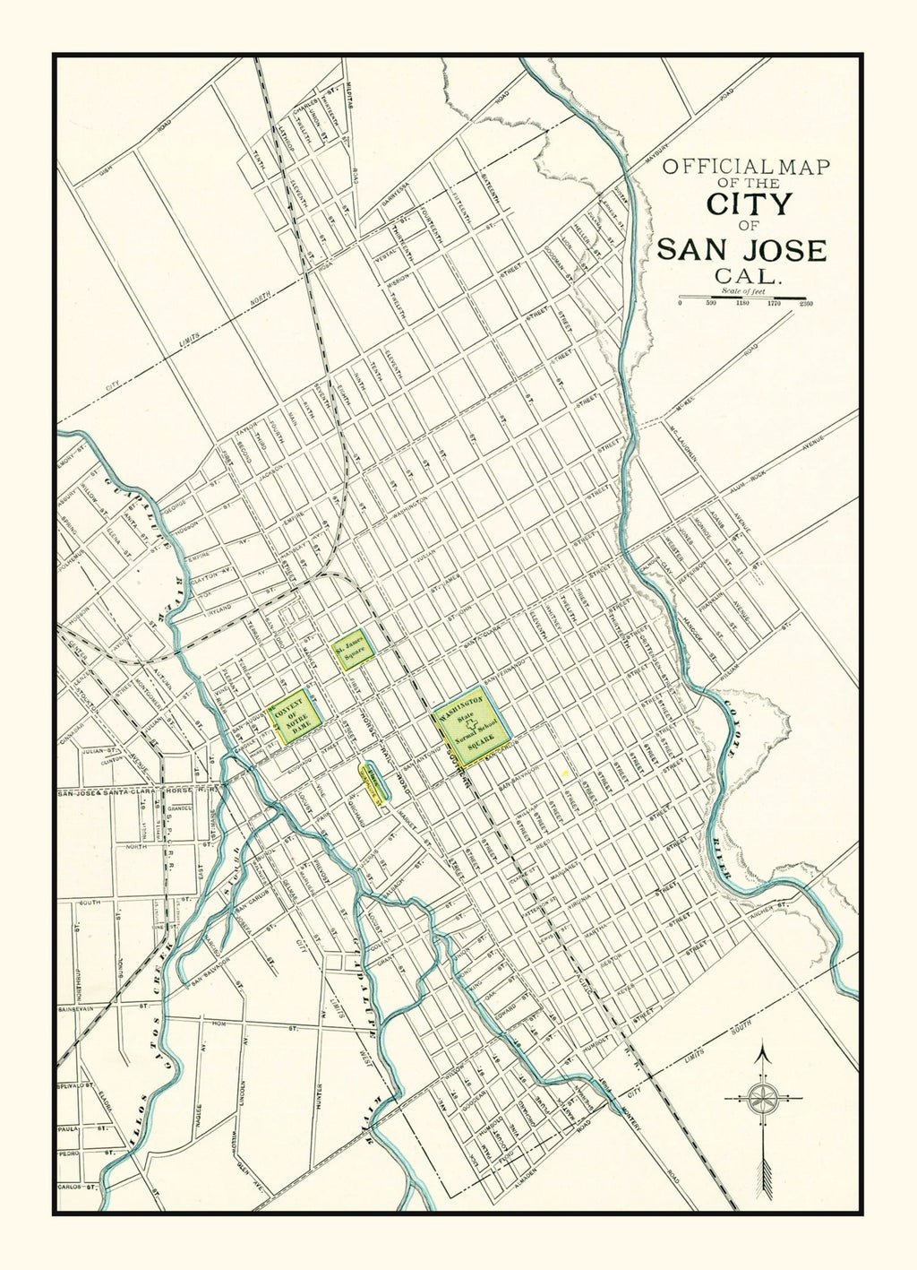 Vintage Map of San Jose, California 1899