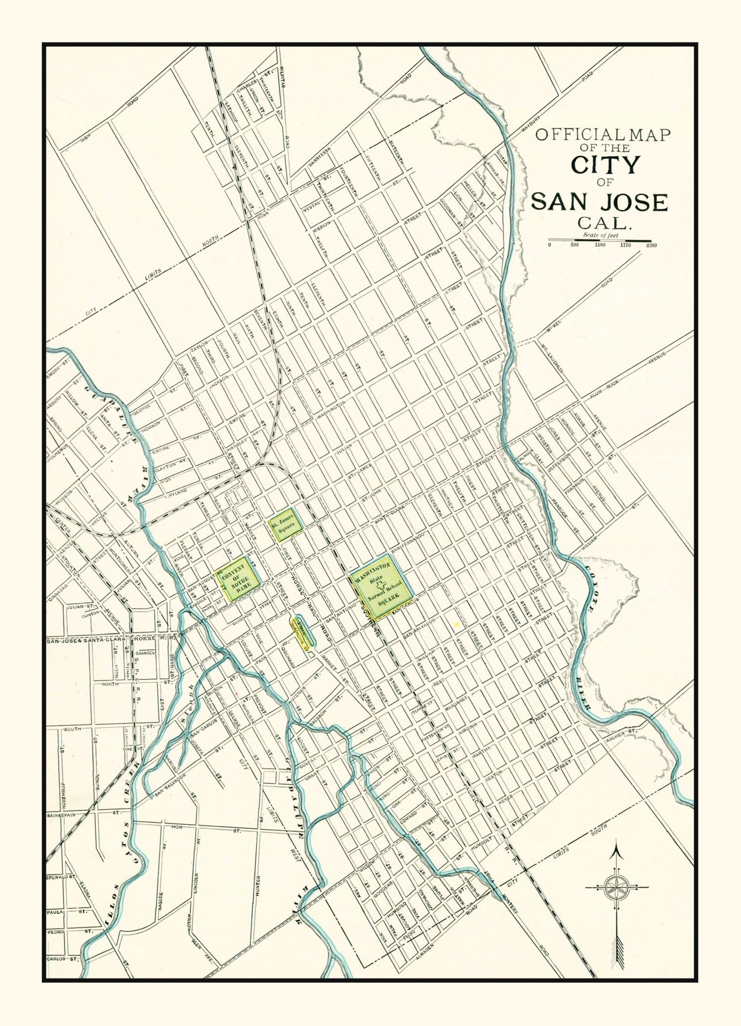 Vintage Map of San Jose, California 1899