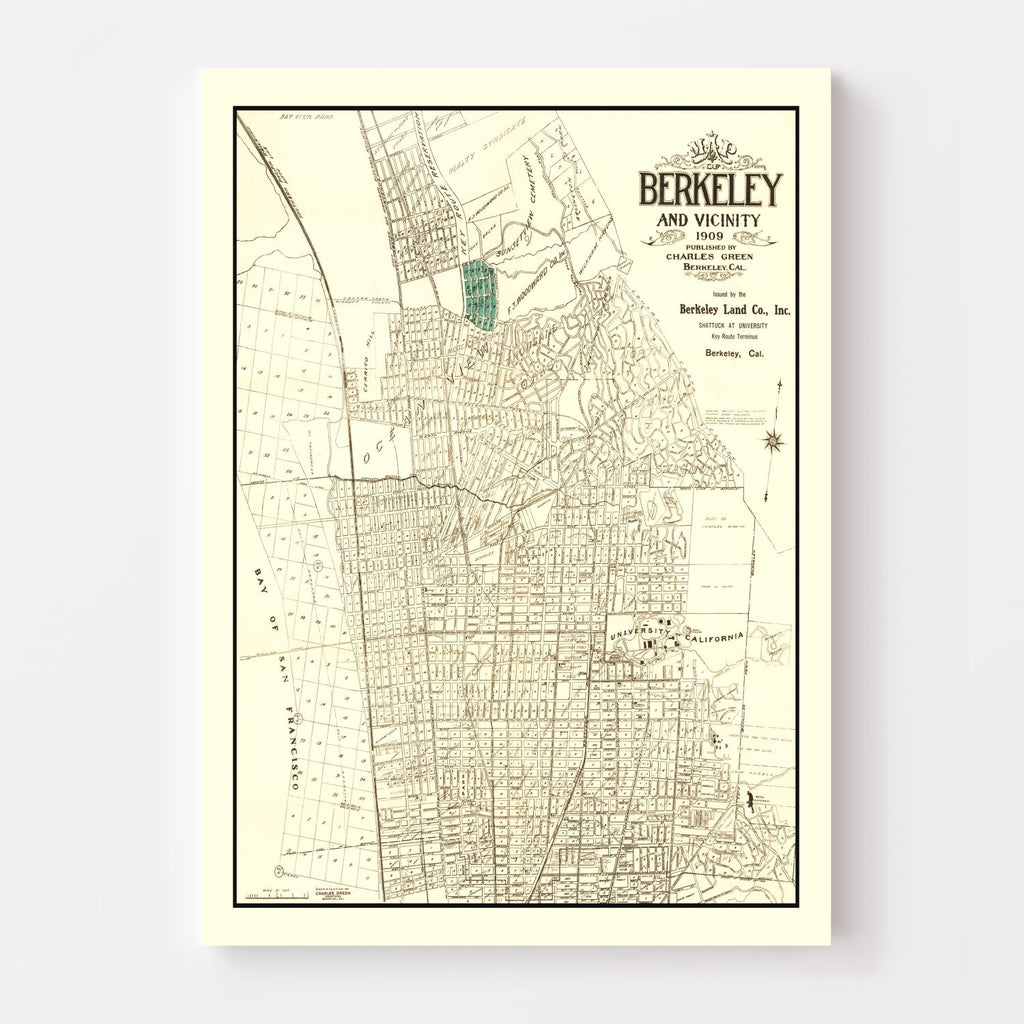 Vintage Map of Berkeley, California 1909