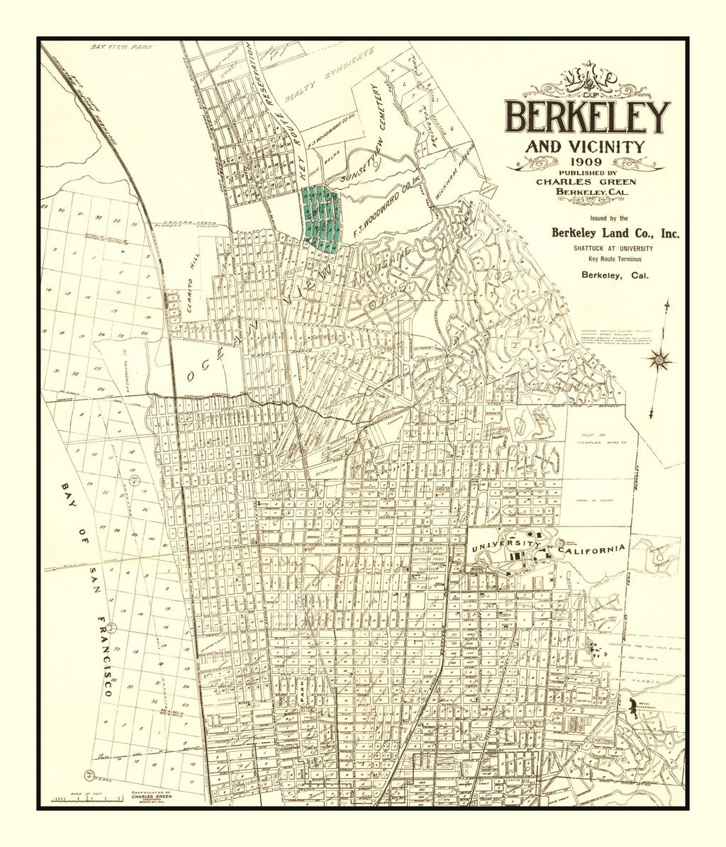 Vintage Map of Berkeley, California 1909