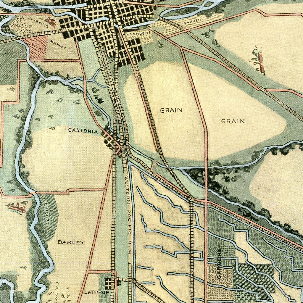 Vintage Map of San Joaquin, California 1910