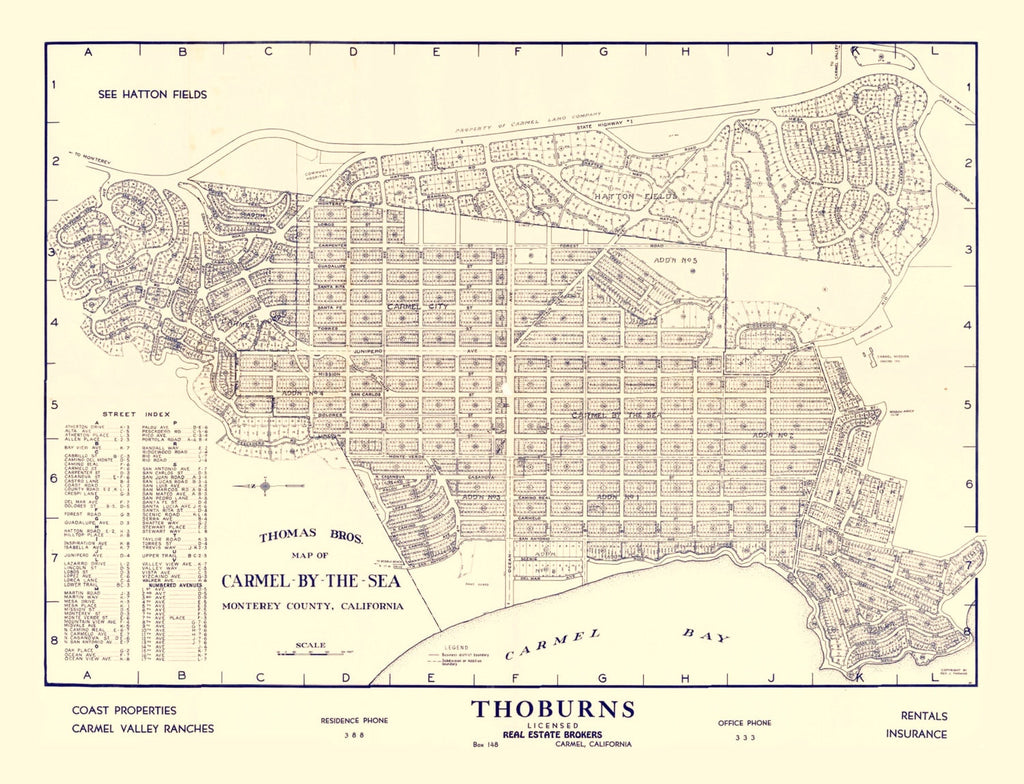 Vintage Map of Carmel-By-The-Sea, California 1920