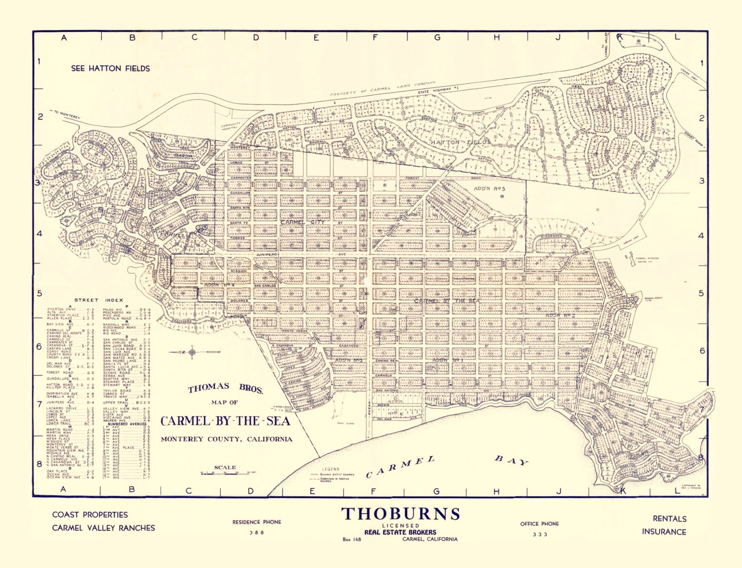 Vintage Map of Carmel-By-The-Sea, California 1920
