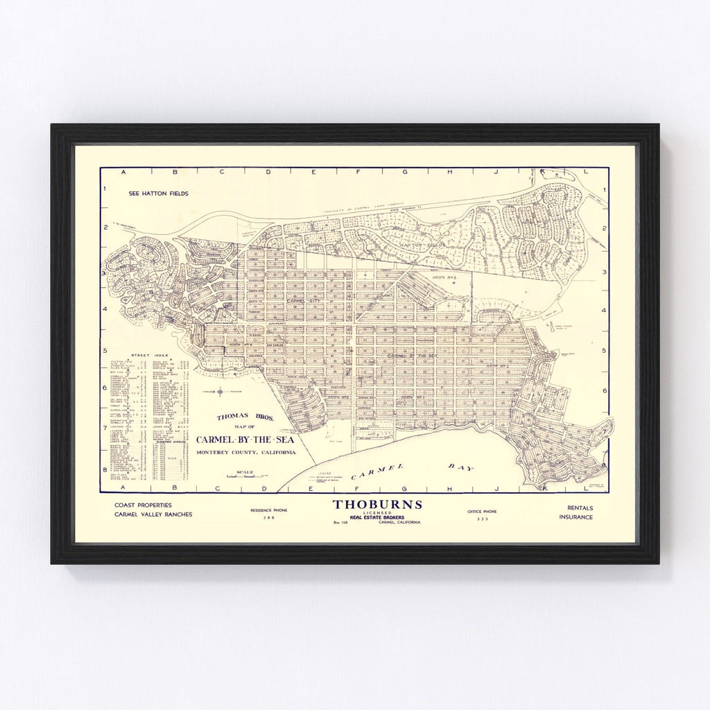 Vintage Map of Carmel-By-The-Sea, California 1920