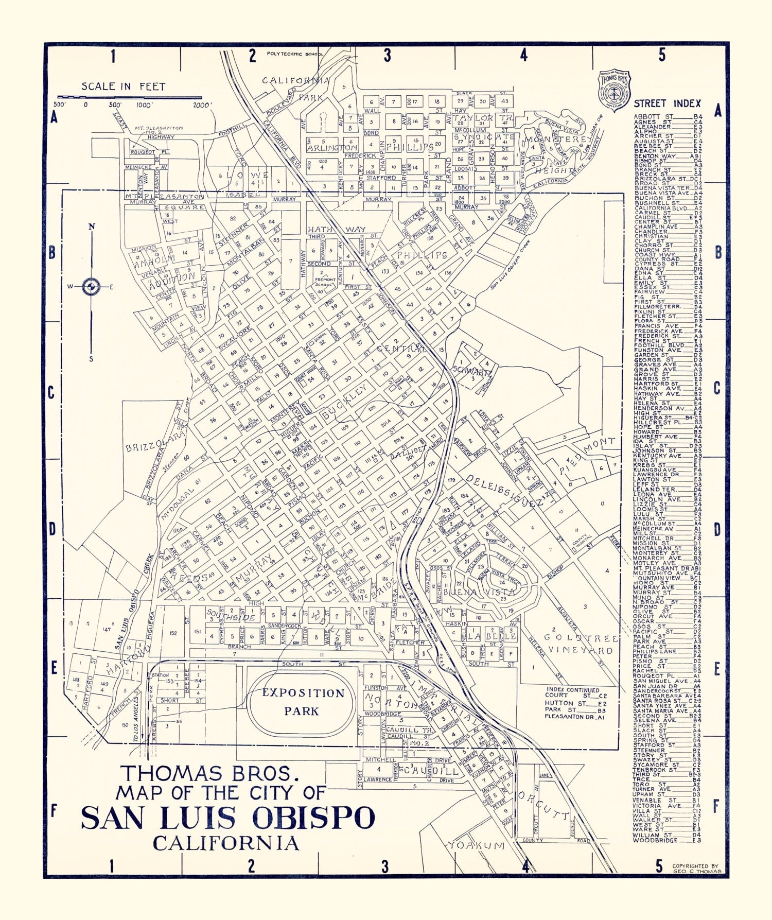 Vintage Map of San Luis Obispo, California 1920