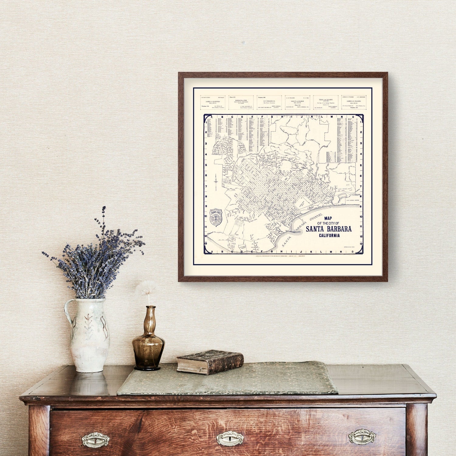Vintage Map of Santa Barbara, California 1920