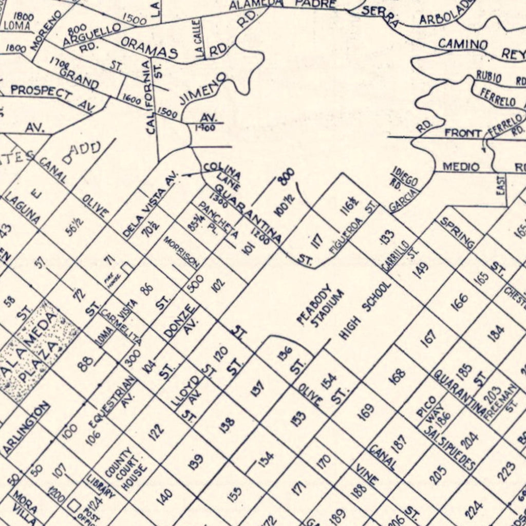 Vintage Map of Santa Barbara, California 1920