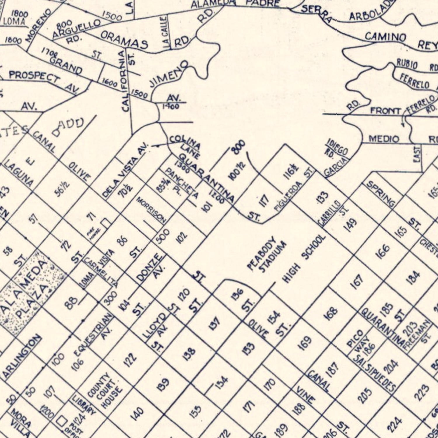 Vintage Map of Santa Barbara, California 1920