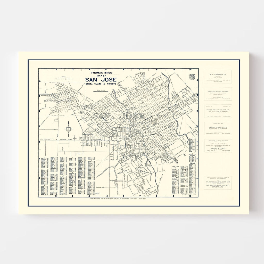 Vintage Map of San Jose, California 1920