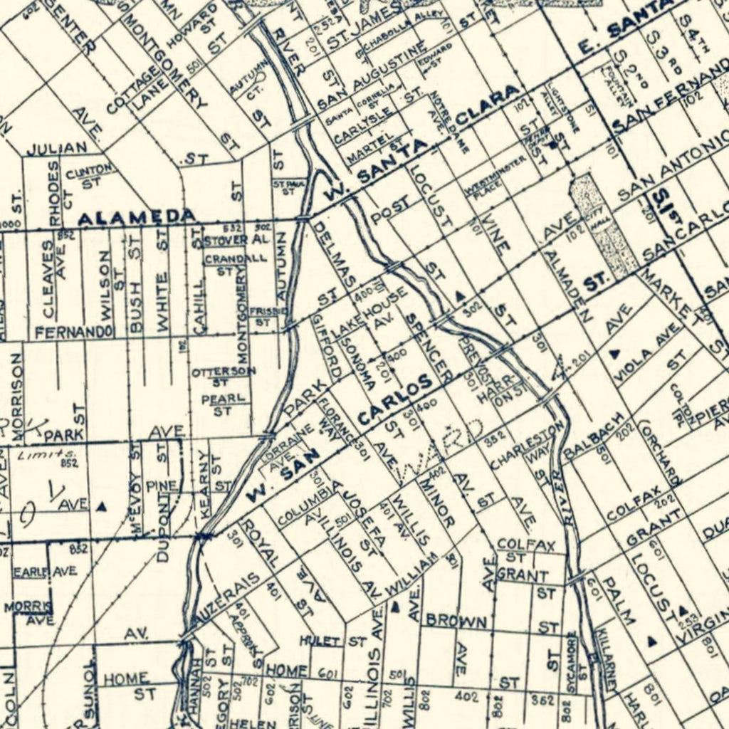 Vintage Map of San Jose, California 1920