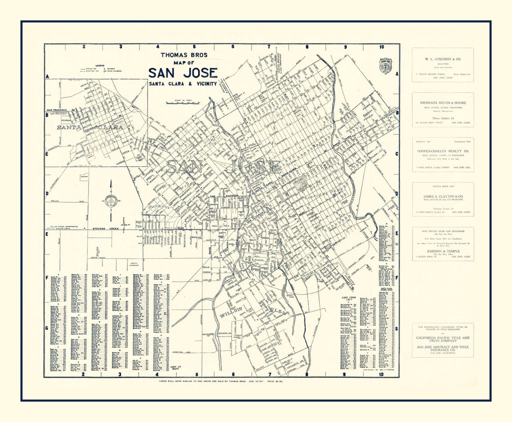 Vintage Map of San Jose, California 1920