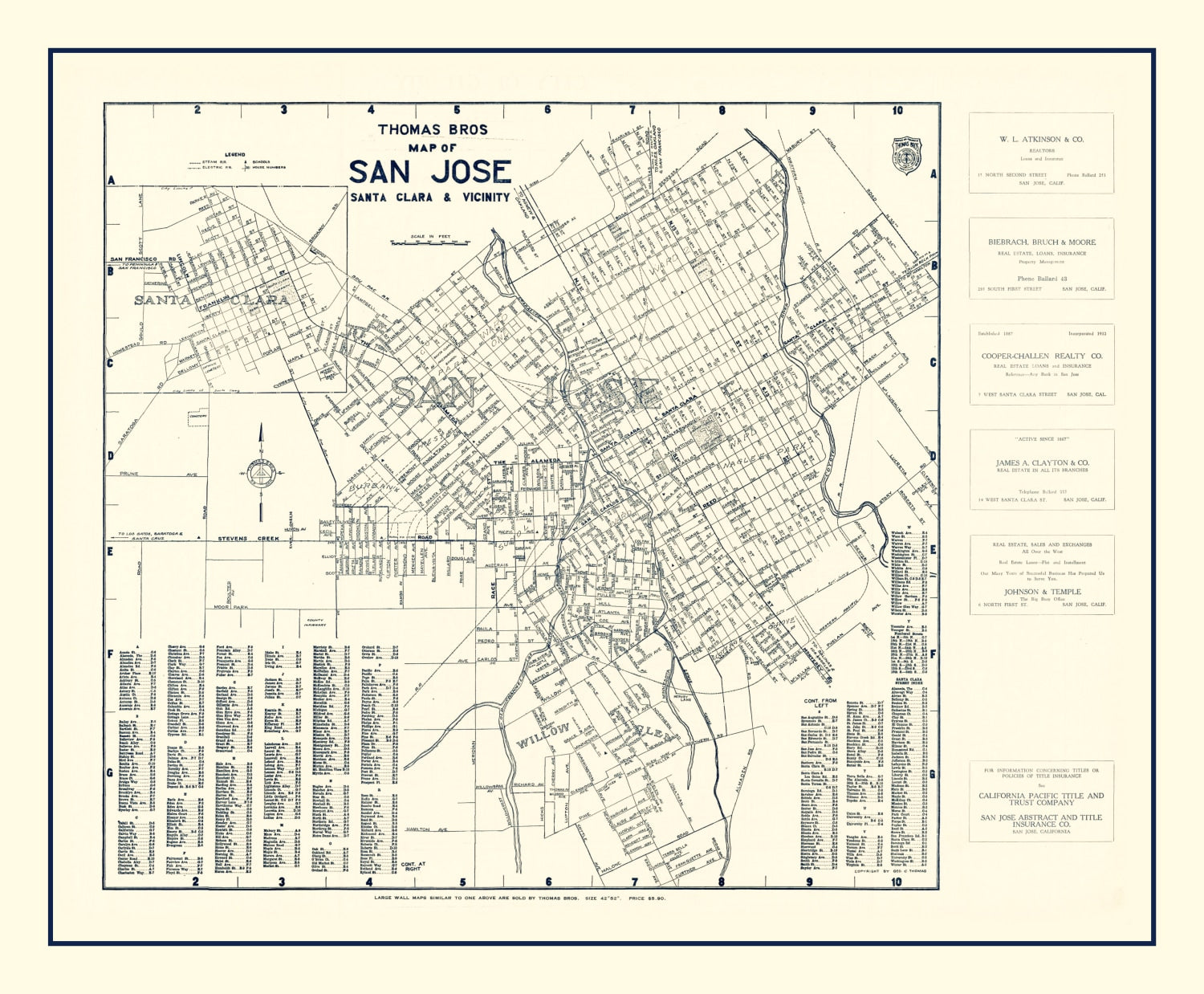 Vintage Map of San Jose, California 1920
