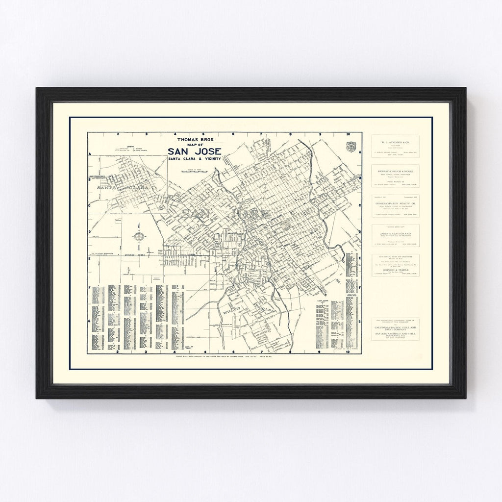 Vintage Map of San Jose, California 1920