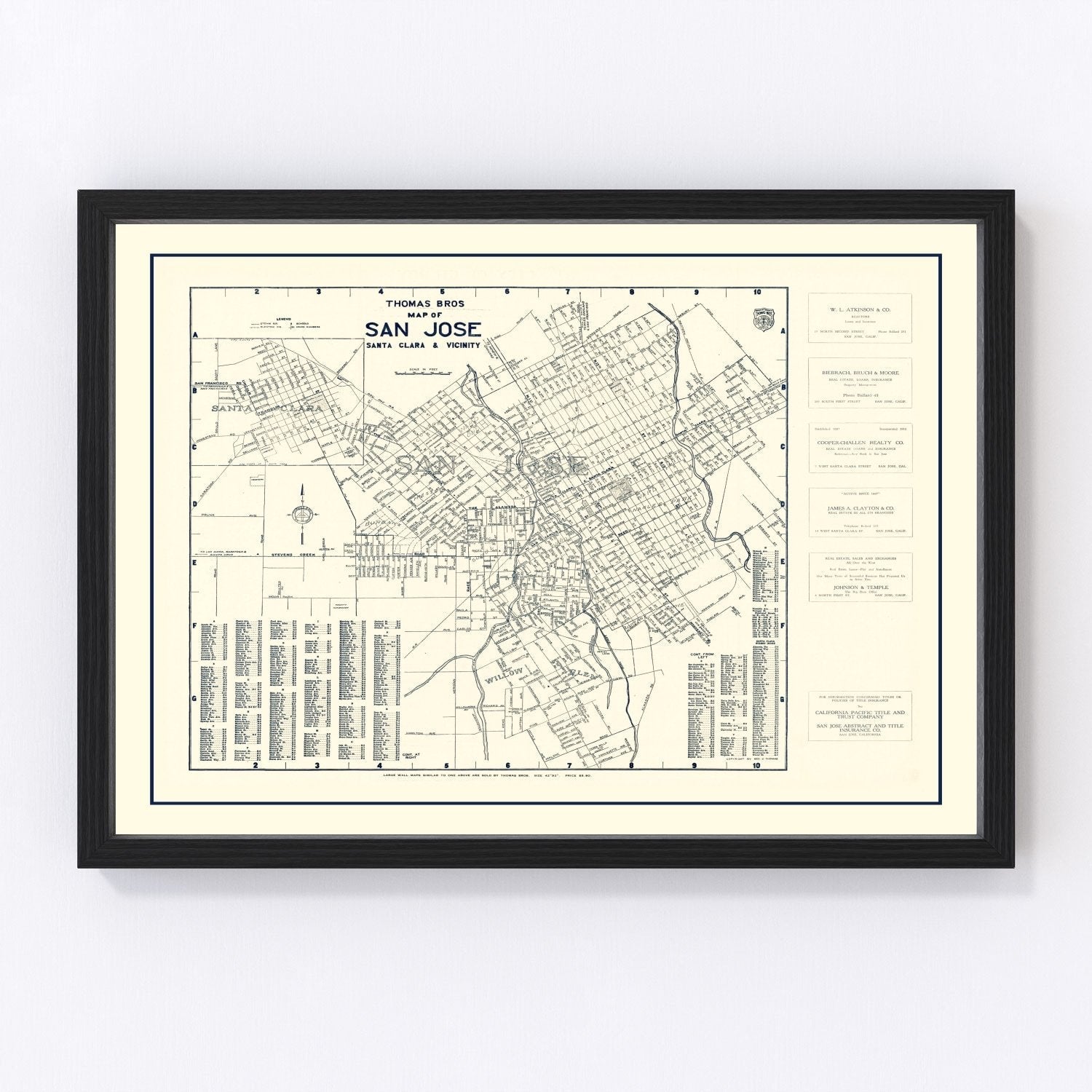 Vintage Map of San Jose, California 1920
