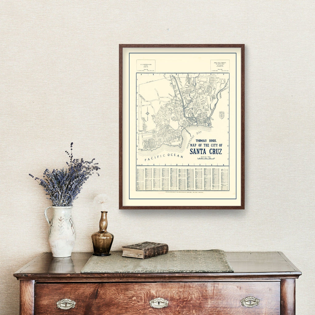 Vintage Map of Santa Cruz, California 1920