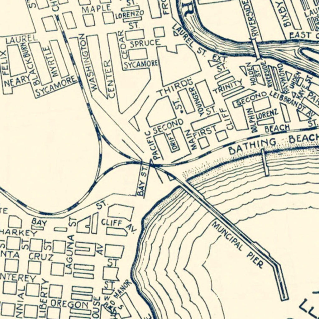 Vintage Map of Santa Cruz, California 1920
